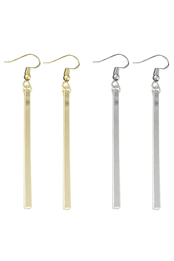 Evening Party Women Fashion Long Bar Drop Dangle Hook Earrings Jewelry Gift Silver