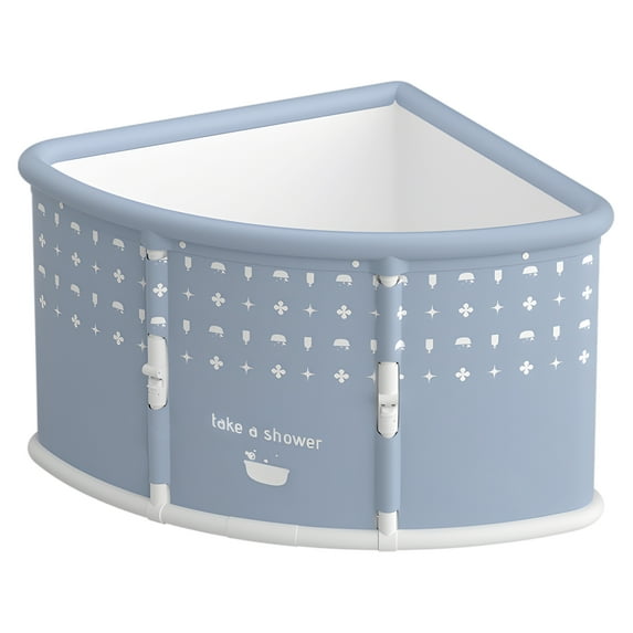 Anvazise Fan-shaped Foldable Bathtub, Portable Bathtub for Adult, Large Collapsible Tub, Freestanding Surround Collapsible Tub, Effortless Folding Corner Bathtub