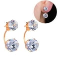thumbnail image 1 of Anvazise Fashion Women Double Cubic Zirconia Drop Ear Jacket Piercing Earrings Jewelry Golden, 1 of 12
