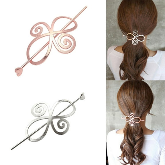 Anvazise Fashion Women Hair Slide Ponytail Holder Pin Clip Dress Love Heart Hair Stick Rose Gold One Size