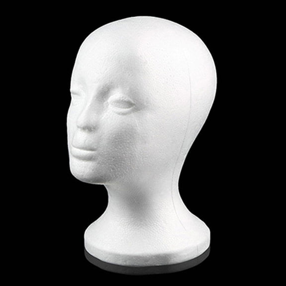 Anvazise Female Foam Mannequin Head with Stable Base for Wig Hat Glasses Display,Lightweight White Model Head Stand