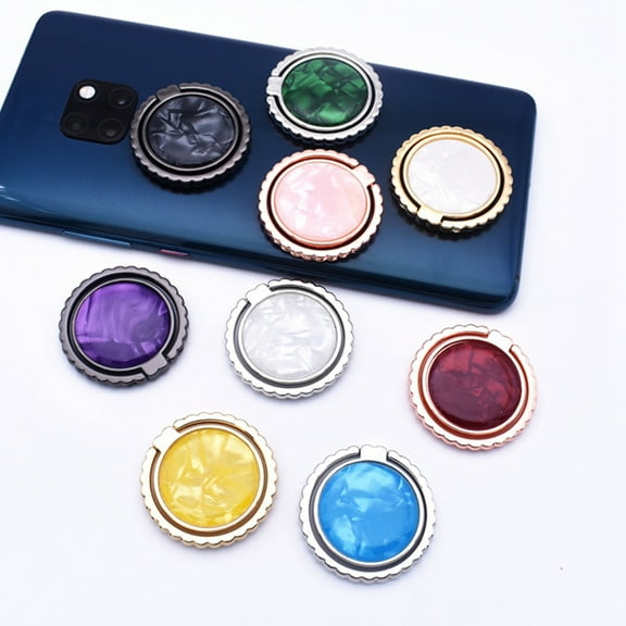 Anvazise Finger Ring Holder Colorful Round 360 Degree Rotation Shell Pattern Phone Grip Finger Handle Extend Bracket for Watching TV Style D One Size