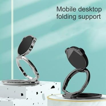 Anvazise Finger Ring Holder Cute Bear Shape Foldable Portable Magnetic Smart Phone Mount Stand for Desktop Black One Size