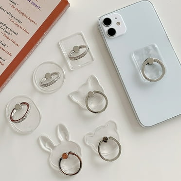 Anvazise Finger Ring Phone Holder 360 Degree Rotatable Strong Adhesiveness Universal Mini Rhinestone Finger Ring Phone Back Sticker Pad Bracket for Outdoor Cat One Size
