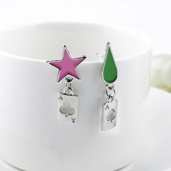 Anvazise Hunter Anime Cosplay Poker Joker Ear Stud Earring for Hisoka Jewelry Accessories Golden