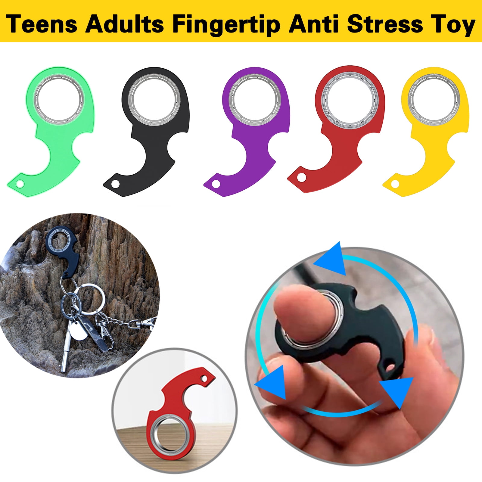 Anvazise Keychain Fidget Spinner Pocket-sized Plastic Gadget Relieve ...