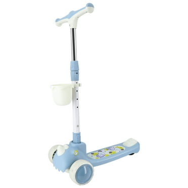 Anvazise Kid Kick Scooter, Height Adjustable 3 Wheel Scooter, 4 Gears Adjustable Foldable Travel Scooter, Light Up Wheels Scooter with Foot Break