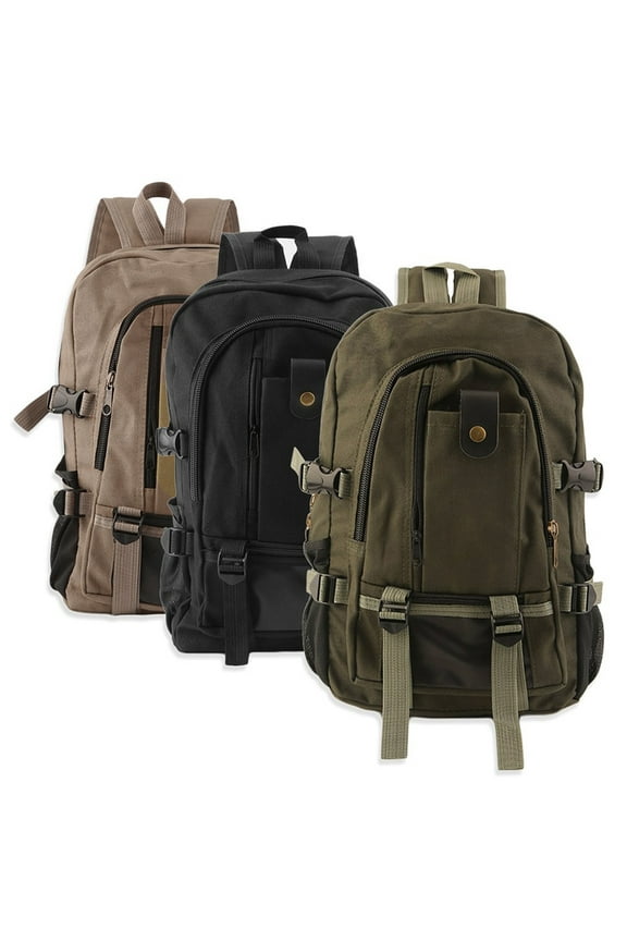 Men Canvas Backpack School Rucksack Vintage Satchel Shoulder Travel Laptop Bag Army Green One Size
