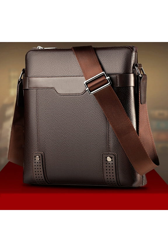 Men Faux Leather Business Travel Messenger Bag Crossbody Satchel Shoulder Pack Black One Size