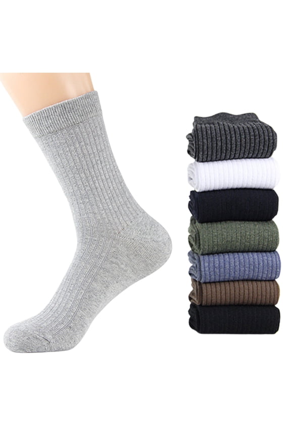 Men Solid Color Breathable Cotton Ribbed Elastic Middle Tube Crew Socks Army Green 1 Pair