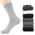 thumbnail image 1 of Anvazise Men Solid Color Breathable Cotton Ribbed Elastic Middle Tube Crew Socks Coffee 1 Pair, 1 of 13