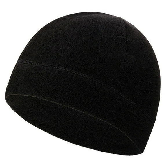 Anvazise Men Winter Solid Color Fleece Cap Outdoor Climbing Cycling Windproof Beanie Hat