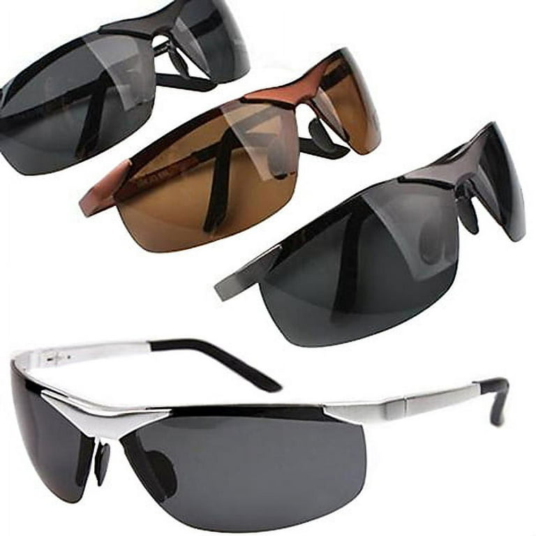 Anvazise Men's Cool Fashion Police Metal Frame Polarized Sunglasses Driving  Glasses Black 