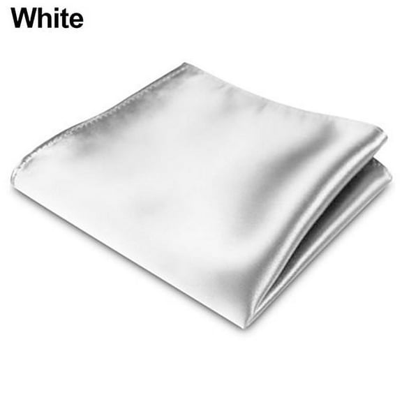 Anvazise Men's Satin Solid Plain Color Handkerchief Hanky Pocket Square for Wedding Party White One Size