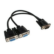 Anvazise Mini 1 Computer to Dual 2 Monitor Adapter Male to Female VGA Splitter Cable for Laptop Desktop PC Black