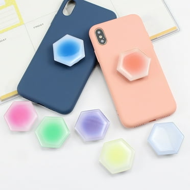 Anvazise Mobile Phone Holder Hexagon Foldable Gradient Color Creative Sunset Phone Finger Ring Grip Tok for Desktop White One Size