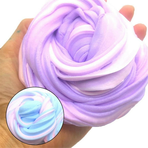 Anvazise Multicolor Macaroon Fluffy Slime Squishy Squeeze Stress Relief Kids Adults Toy Light Blue and Light Pink One Size