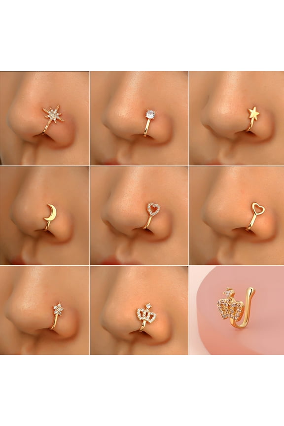 Nose Cuffs Charming Trendy Non Piercing Easy to Wear Women Nose Rings Hoop for Party Golden size 2