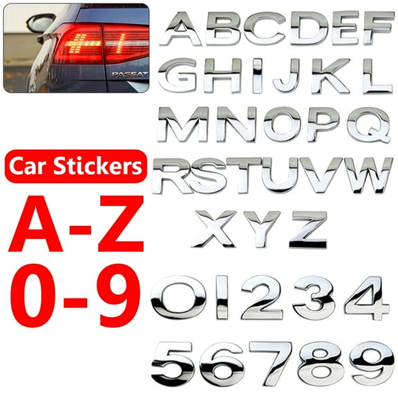 Anvazise Number Letter Self-adhesive Auto Sticker Car Badge Decals Emblem Decoration Silver Size 0