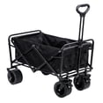 thumbnail image 1 of Anvazise Oxford Fabric Camping Trolley, Collapsible Folding Wagon Cart with Brakes, Heavy Duty Garden Cart with All Terrain Wheels, Beach Wagon Cart, Adjustable Handle, Large Capacity,Black, 1 of 12