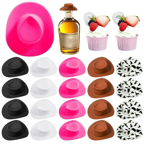 Anvazise Party Decor Hats Mini Novelty DIY Creative Western Cowboy Cake Decor Hats Party Supplies Brown 10Pcs
