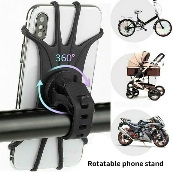 Anvazise Phone Holder Non-slip 360 Degree Rotation Universal Handlebar Mounted Navigation Phone Bracket for Bicycle Black One Size