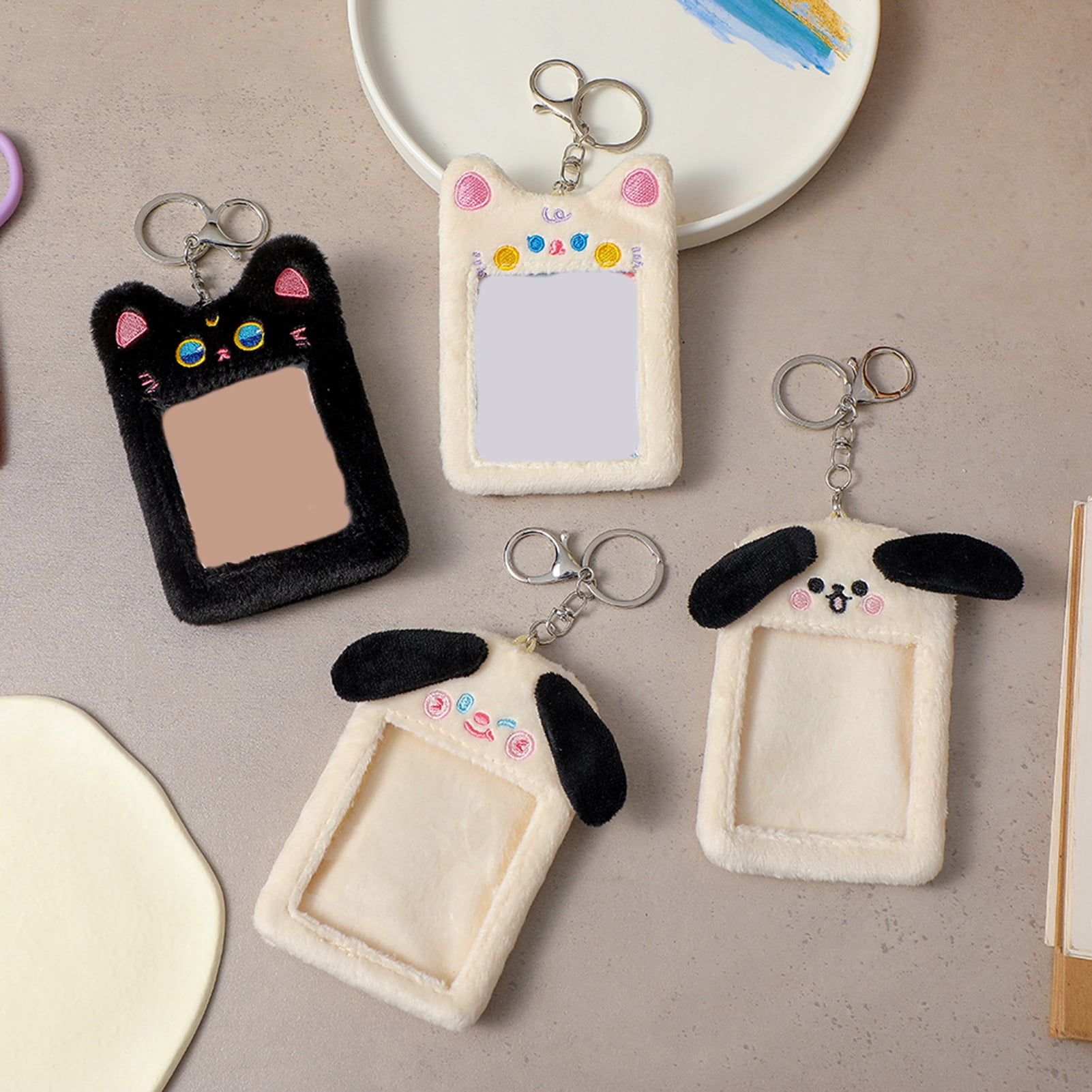 【韓国Attends アテンズ】Dog and Cat Word Card Epoxy Case Anvazise Photocard Holder Cartoon Multipurpose Plush Cute