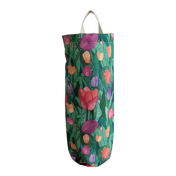 Anvazise Plastic Bag Holder Printing High Capacity Multi-use Waterproof Elastic Mouth Closure Storage Washable Wall Mounted Grocery Bag Holder for Home Style D