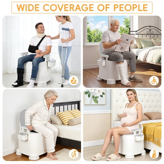 Anvazise Portable Toilet for Adults,Bedside Commode Chair,Potty Chair for Seniors Disabilities with Removable Armrest, Bucket & Paper Holder,Double Seal Odor Control Toilet,220lbs Capacity,Grey