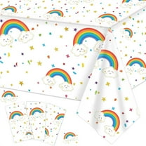 Anvazise Rainbow Tablecloth Waterproof Oilproof Durable Table Cover Bright Colored Tablecloth for Home Party White One Size