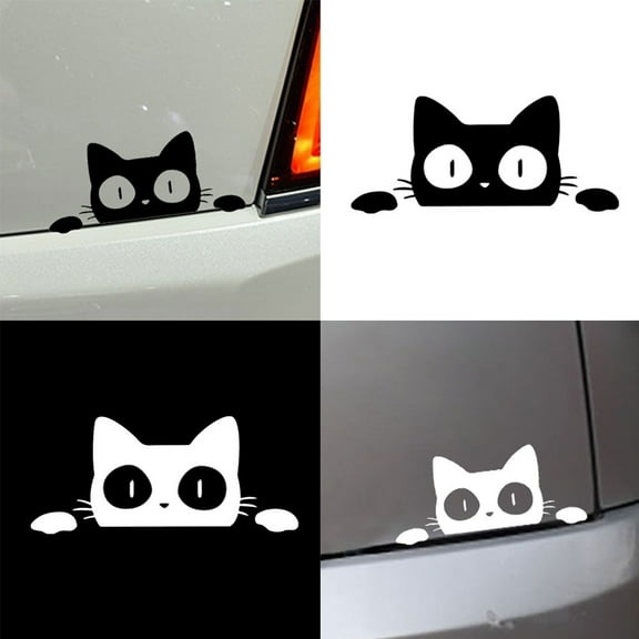 Anvazise Reflective Peeking Cat Animal Car Styling Decorative Stickers Auto Window Decals Black One Size