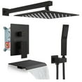 thumbnail image 1 of Anvazise Shower Panel Tower System with Handheld Rotary Sprayer Head, Changeable Flow Setting Brass Rough-in Valve 10 Inch Large Shower Head, Wall Mounted Shower Panels System (Black), 1 of 13