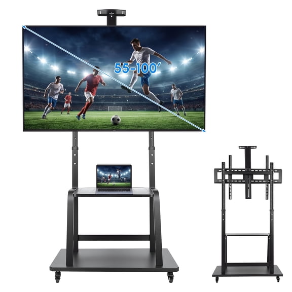 Anvazise Smart Board Stand,Height Adjustable Mobile TV Stand with 4 Lockable Wheels for 40-100 Inch Interactive Whiteboard,Holds to 400lbs (Black)