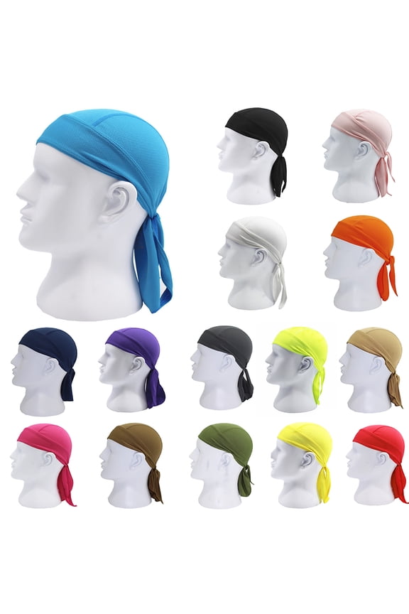 Solid Color Breathable Motorcycle Wrap Biker Hat Unisex Headscarf Bandana Cap Black