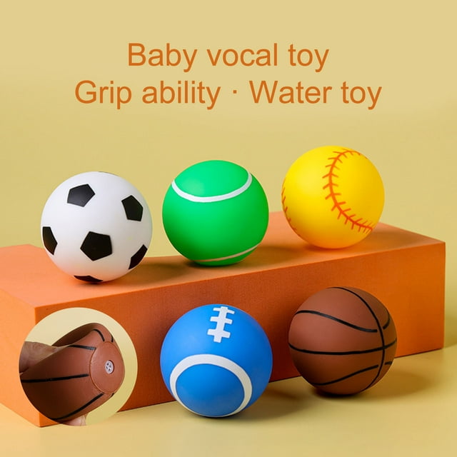 Anvazise Squeeze Ball Toys Soft Vinyl Simulation Football Basketball Tennis Baseball Pinch Toy Practice Grip Miniature Hand Catch Ball Infant Stress Relief Toys Baby Shower Gift Blue 2Pcs