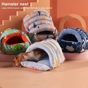 Anvazise Squirrel House Cute Pattern Keep Warmth Detachable Thickened Pet Rat Hamster Squirrel Nest for Hedgehog Pink S