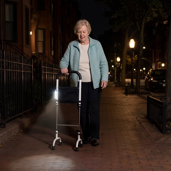 Anvazise Standing Aid Rail Bar,Assist Mobility Aid Rail for Seniors,Stand Assist Aid for Elderly,5 Height Adjustments,Hip Knee Surgery Recovery Aid,Quad Cane Mobility Aid with Light