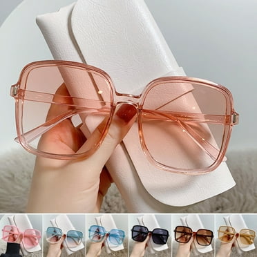 Anvazise Sunglasses All-match Clear UV-proof` Ultralight Fashion Big Square Frame Gradient Sun Glasses for Taking Vacation Beige One Size