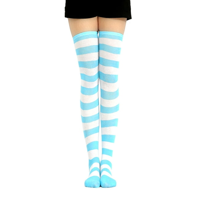 Black & White Stripe Over Knee Socks (Made In Italy) – Silver Legs - Foto 4
