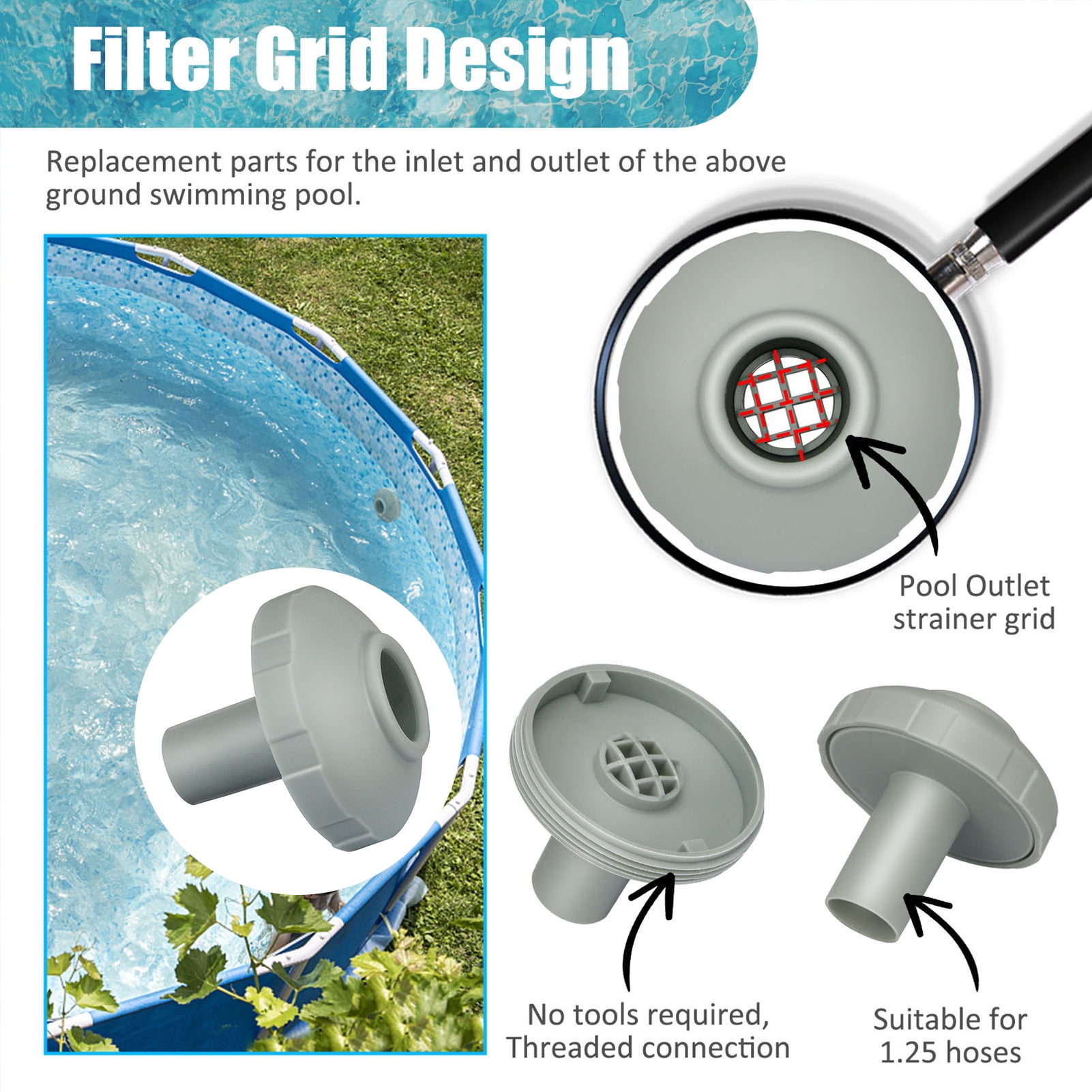 Anvazise Swimming Pool Outlet Connector Great Filtration Accuracy Large ...