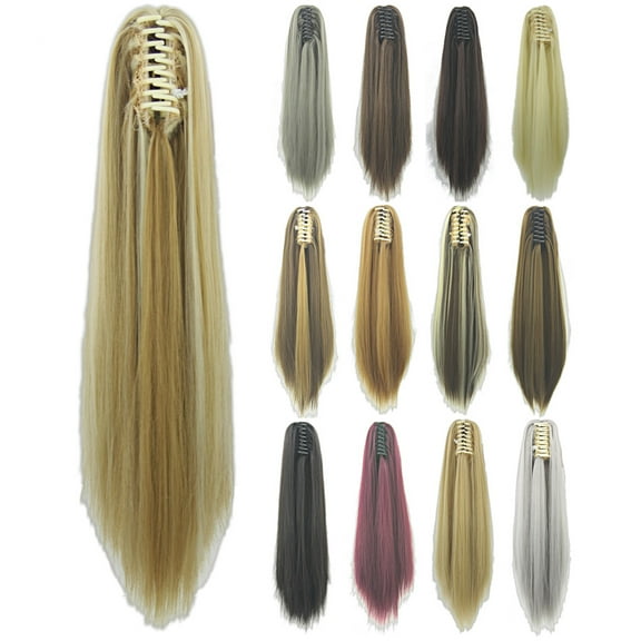 Anvazise Synthetic Fiber Claw Clip-in Ponytail Wig Long Straight Hair Extension Hairpiece