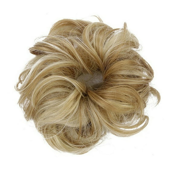 Anvazise Synthetic Fiber Curly Chignon Fake Hair Extension Bun Wig Hairpiece for Women Dark blond and Light blond One Size