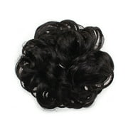 Anvazise Synthetic Fiber Curly Chignon Fake Hair Extension Bun Wig Hairpiece for Women Off Black One Size