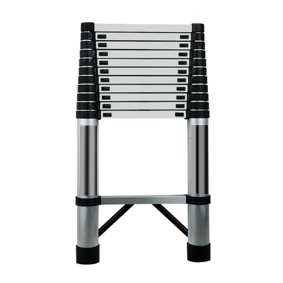 Anvazise Telescoping Extension Ladder,Stainless Steel Folding Telescopic Ladder with Locking Mechanism,Multi-Purpose Collapsible Ladder,Heavy Duty 330 lbs Load,Black Silver