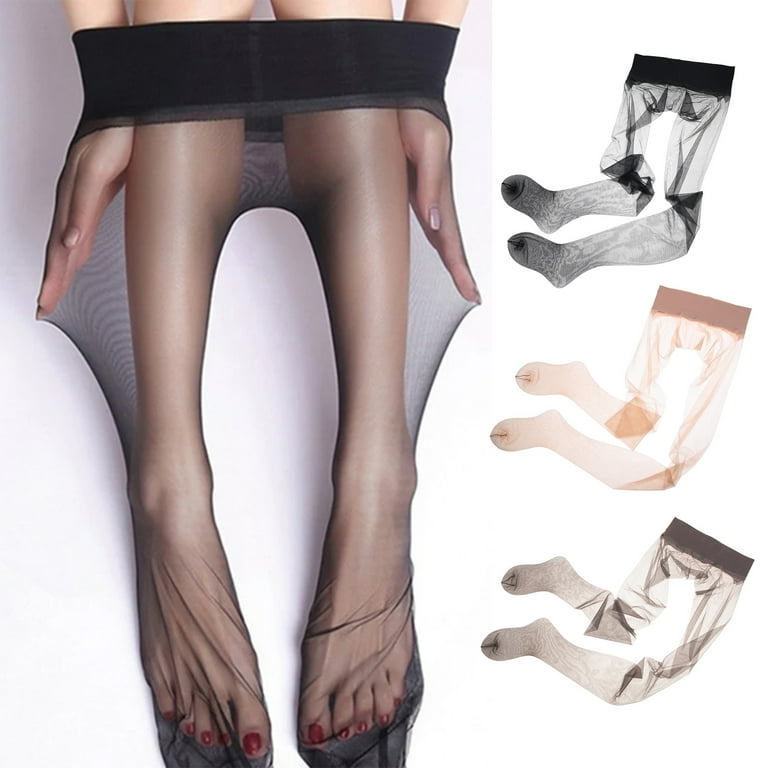 Anvazise Tights Transparent Stocking Women Seamless Pantyhose Ultra thin Nylon Tights Solid Color Smooth Sheer To Toe Stockings Female Low Waist Tights Champagne One Size Walmart