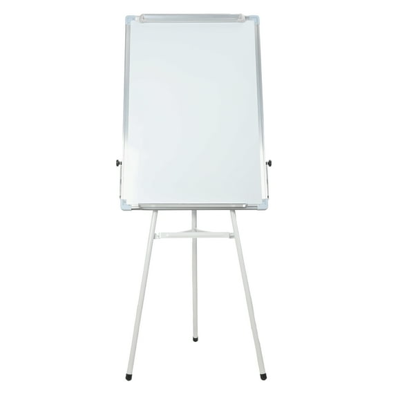 Anvazise Tripod Writing Board with Paper Clamp And Pen Storage Rack, Single-sided Foldable Magnetic Whiteboard, Smooth Writing Surface Adjustable Height Whiteboard with Non-slip Rubber Feet (White)