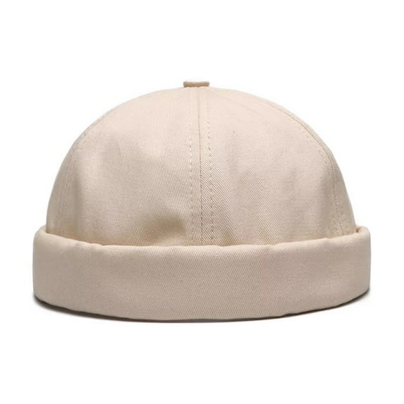 Anvazise Unisex Skullcap Brimless Sun Protection Autumn Winter Adjustable Pure Color Sailor Cap for Daily Wear