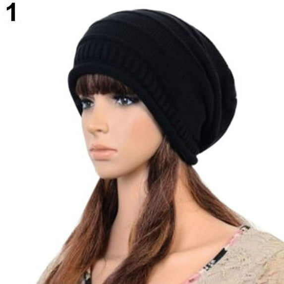 Anvazise Unisex Winter Plicate Baggy Beanie Knit Crochet Ski Cap Oversized Slouch Hat