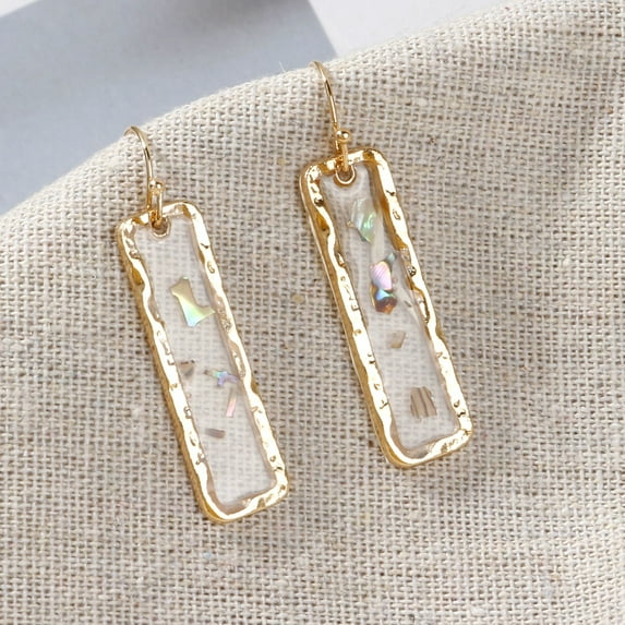 Anvazise Vintage Women Shell Clear Rectangle Geometric Dangle Hook Earrings Jewelry Gift Rectangle