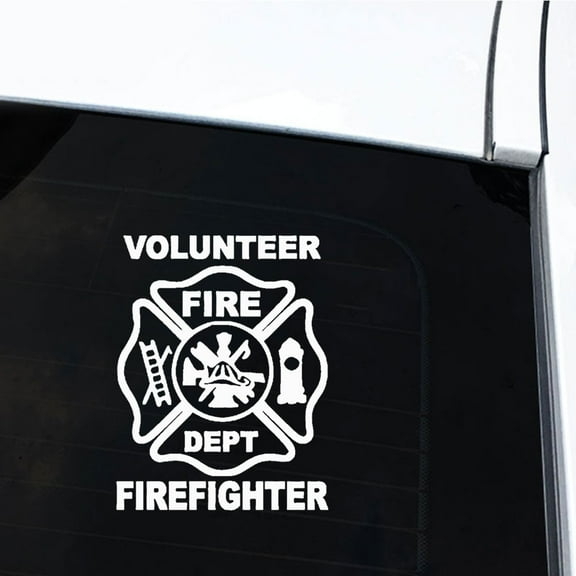 Anvazise Volunteer Firefighter Car Vehicle Body Window Reflective Decals Sticker Decor White One Size